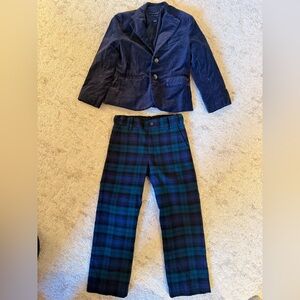 Janie and Jack Navy Blazer and Plaid Pants Set